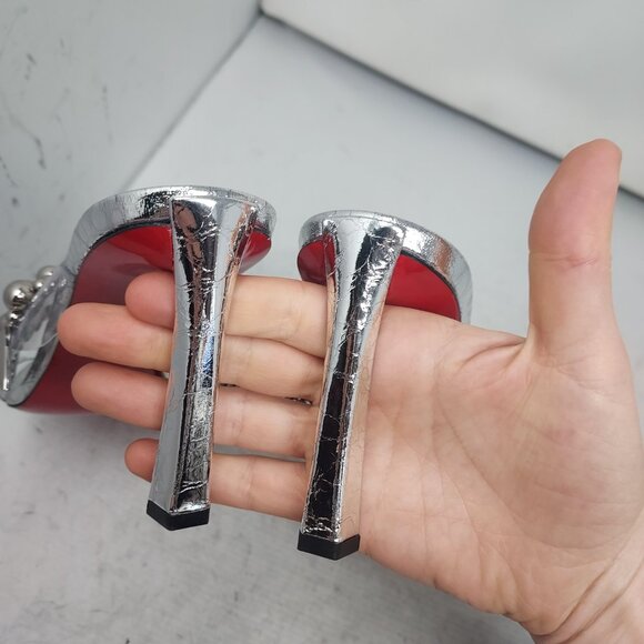 Christian Louboutin Marvel Imperious Rex Silver Jewel Sandal - Picture 9 of 13